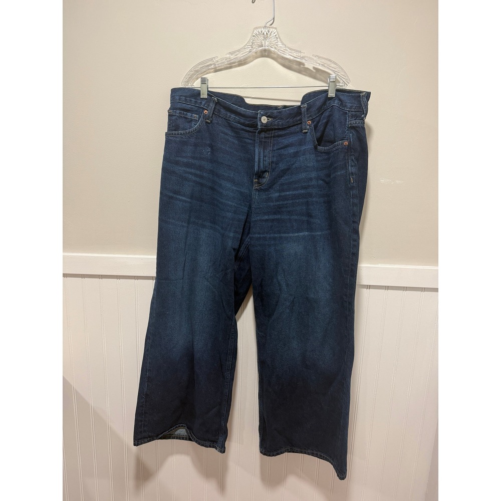 Old Navy Mid-Rise Baggy Wide Leg Jeans Dark Wash Women Size 18 Petite